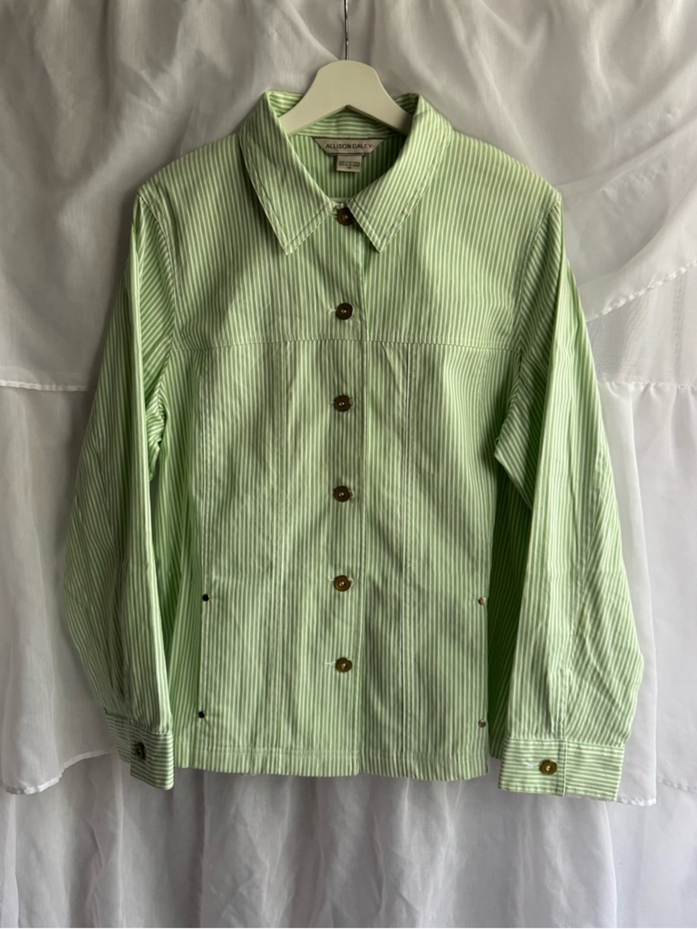 Allison Daley Striped Long Sleeve Button Up Top